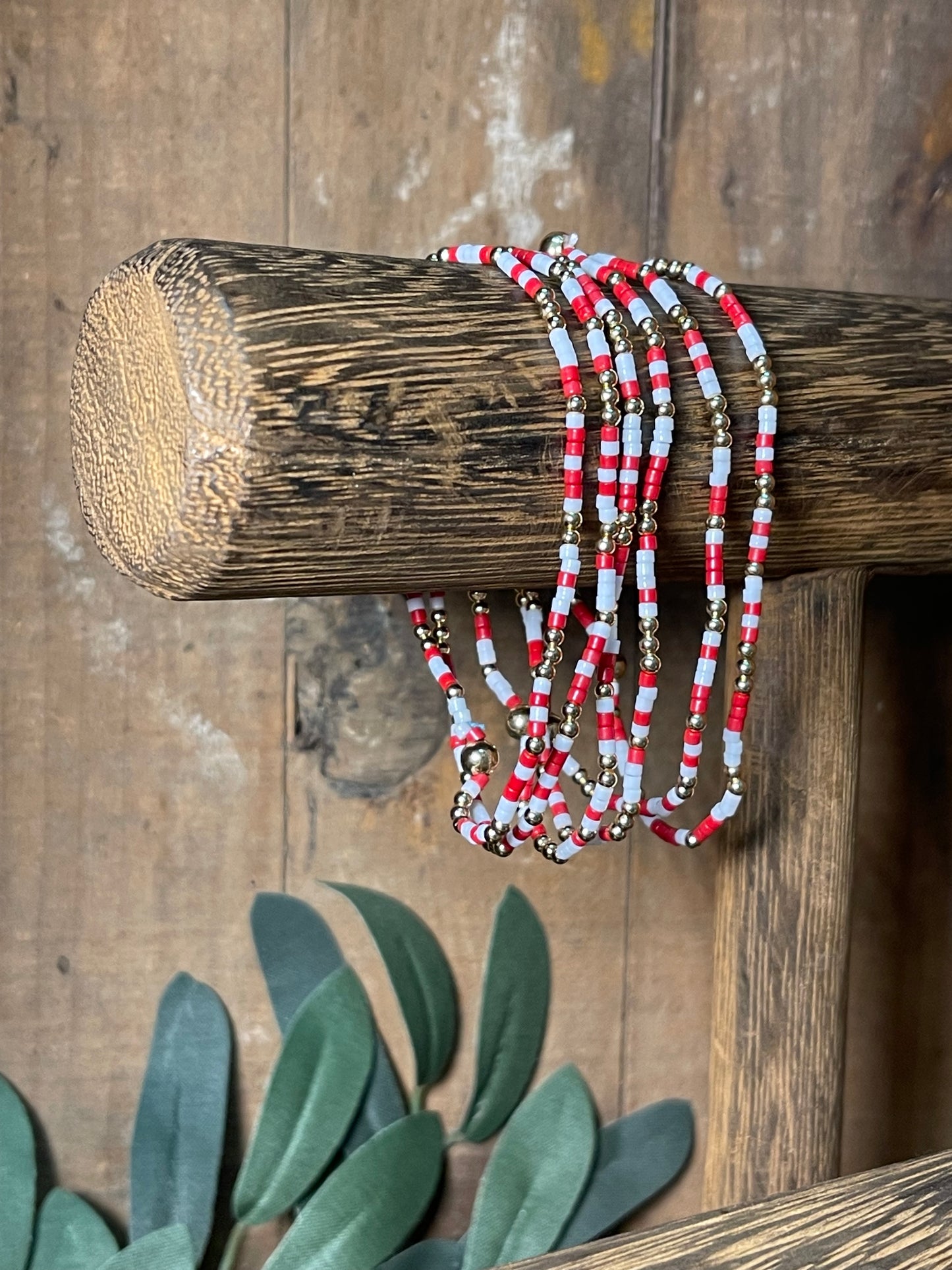 Extra Small Red, White, and Gold Bead