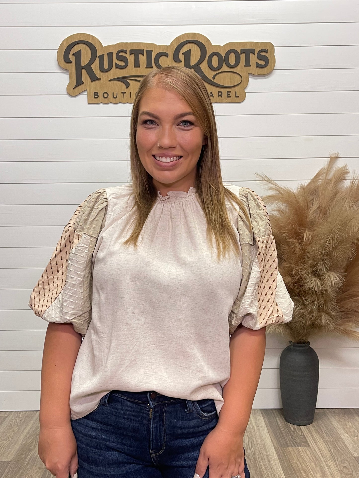 Neutral Stitch Top