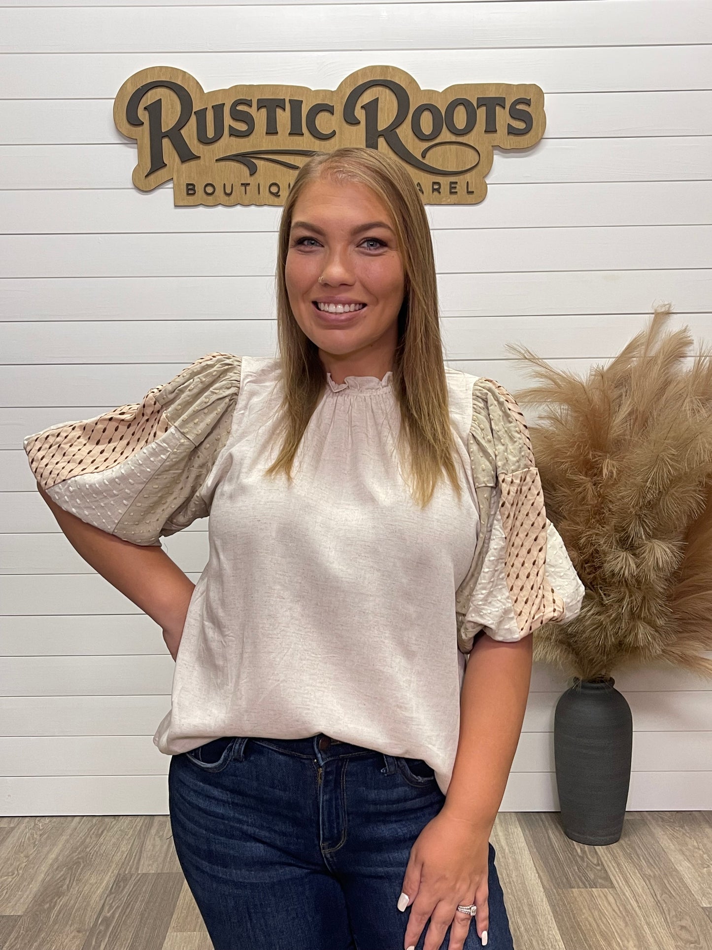 Neutral Stitch Top