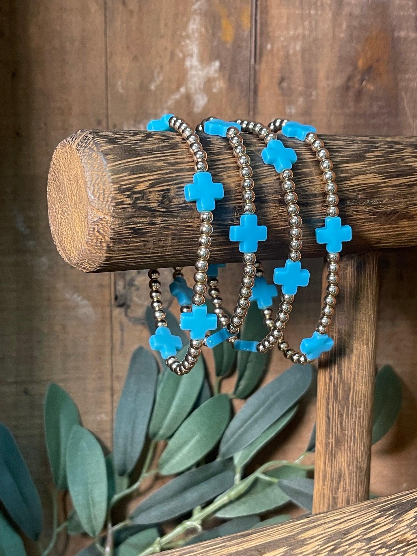 Blue Accent & Gold Bead