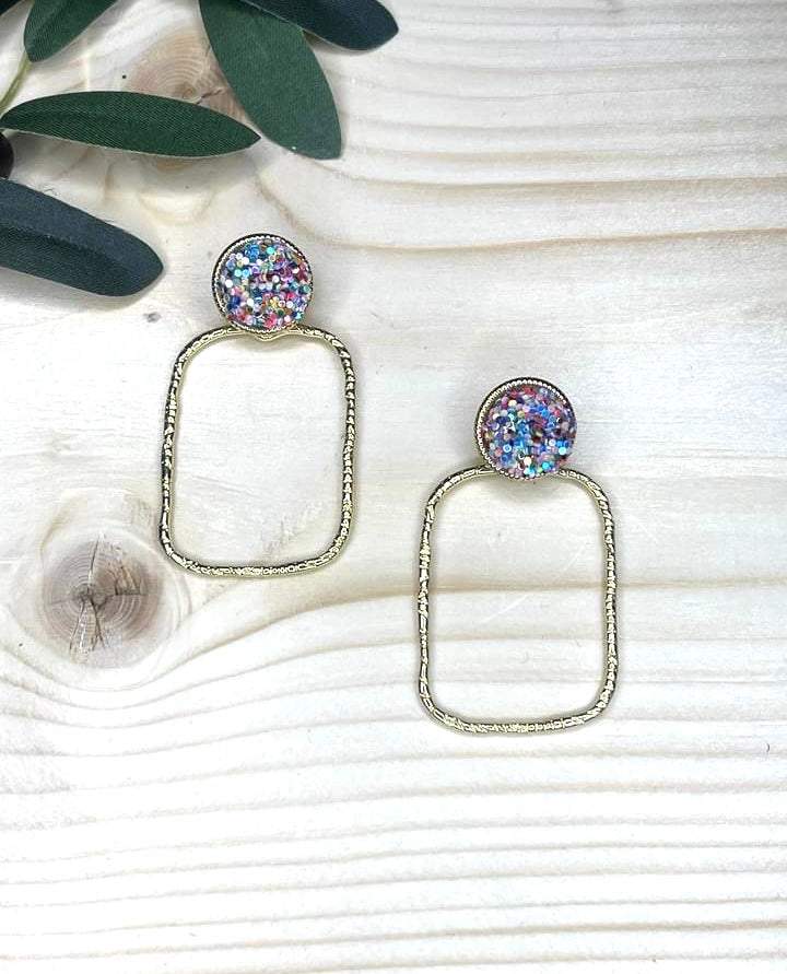 Multi Glitter Top Hoops
