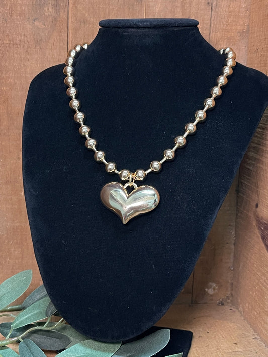 Big Heart Necklace-Gold