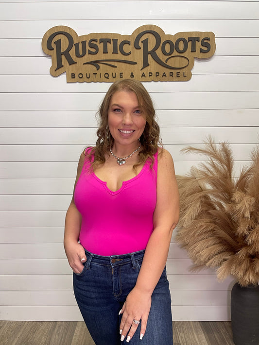 Weekend On Repeat Bodysuit- Hot Pink