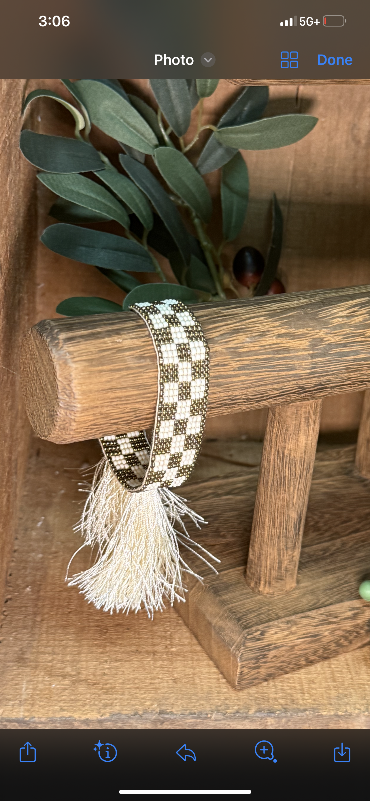 Beaded Bronze Checkered Bracelet