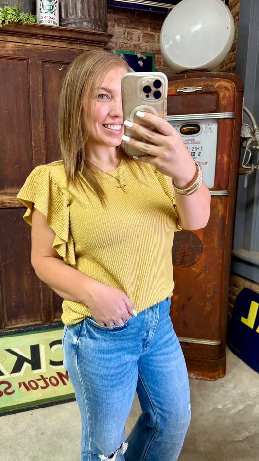 I’m Just A Girl Top- Mustard