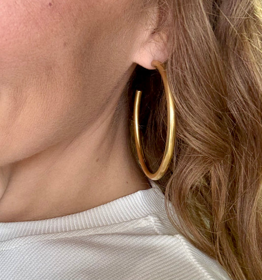 Large Gold Hoops- water resistant